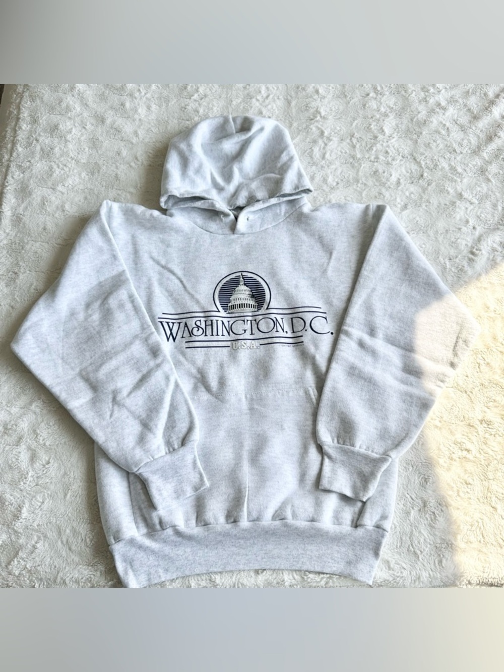 Vintage Washington DC Hoodie Sweatshirt Mens Medium Gray Capitol Tourist 90s Vtg